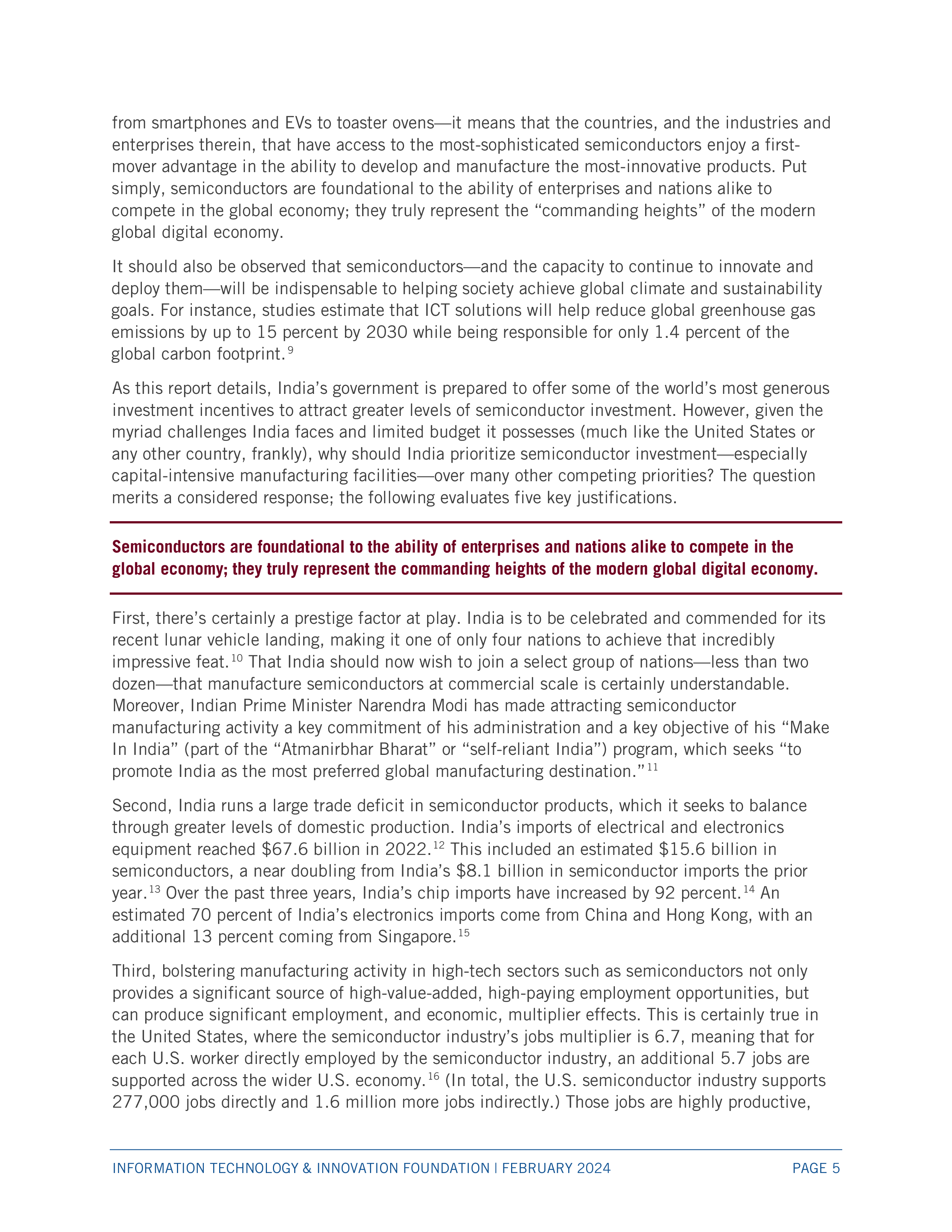 ITIF2024评估印度在全球半导体价值链中发挥更大作用的就绪度研究报告英文版53页